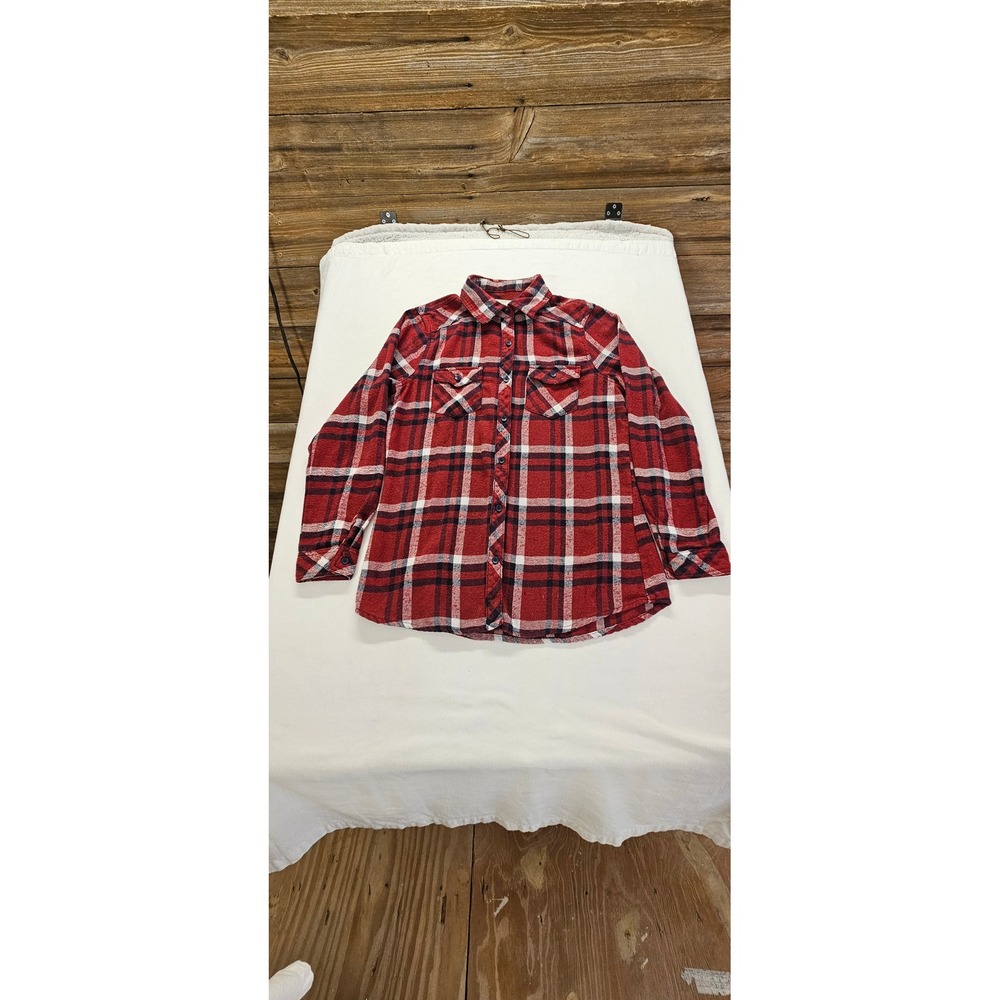 Ci Sono Plaid Collection Red Black White Flannel Button Up Shirt Mens Medium